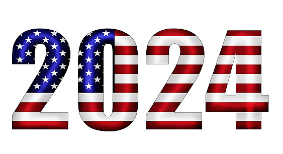 The date 2024, in the colors of the US national flag, urges citizens to vote in their democratic elections of that year. Alternatively, it could represent a patriotic New Year.