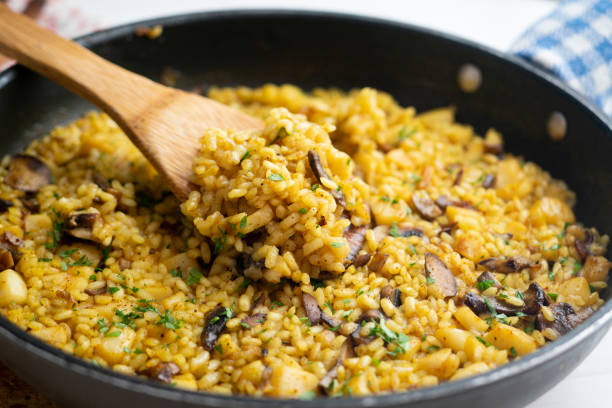 istock Rice paella with fish and cuttlefish, traditional Spanish recipe. 1708014461