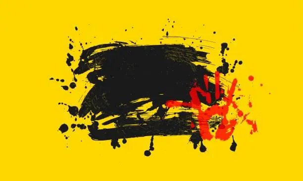 Vector illustration of abstract grunge texture yellow and black background design