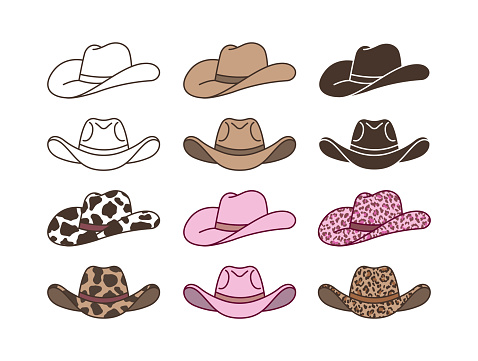 Cowboy Hat Set Pink Leopard Print Cow Spots Pattern
