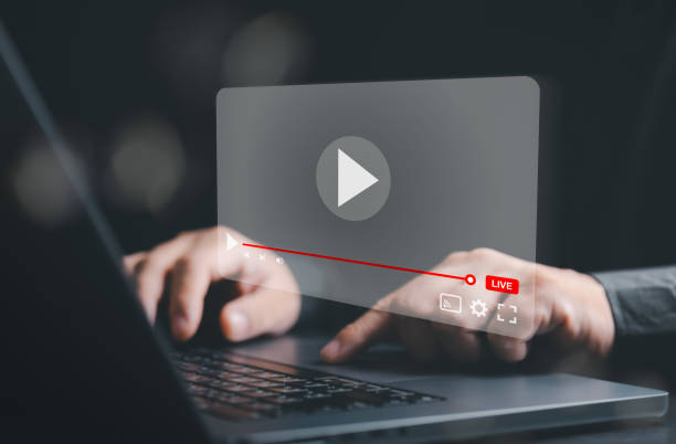 istock Businessman watch live content on tablet, seamless internet connection. Playing live broadcast video content on online technology. Relax or Self knowledge acquisition. Online E-learning streaming. 1708048462