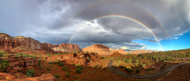 istock Panorama Point, Capitol Reef National Park, Utah, USA with double rainbow 1708068682