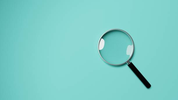 Magnifying glass on green background. 3D illustration rendering