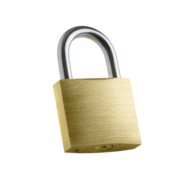 istock Locked golden Padlock on the white background. 1708090450