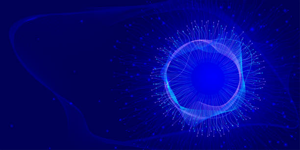 istock Abstract image of neural connections on blue background. Technological background for a design on the theme of artificial intelligence, big date, neural connections. Copy space 1708093209