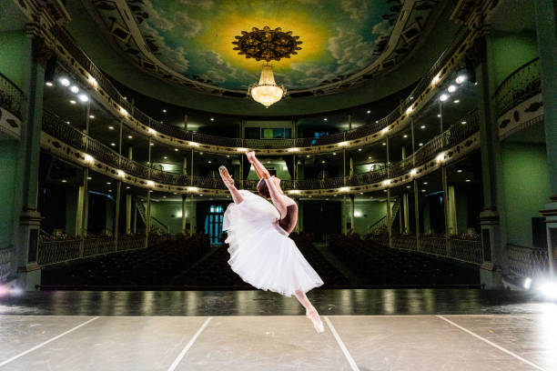 istock Young ballerina rehearsing on a stage theater 1708103206