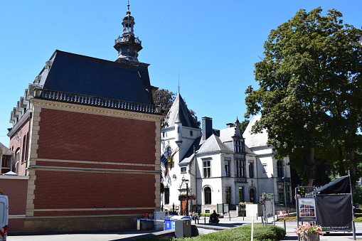 Malmedy, Belgium - 08/10/2023: town hall, side view
