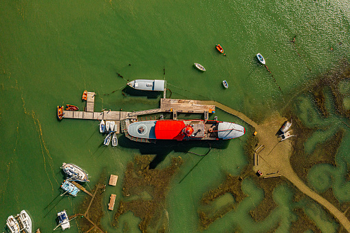Aerial photo from a drone of Tollesbury's Lightship in Essex, England.