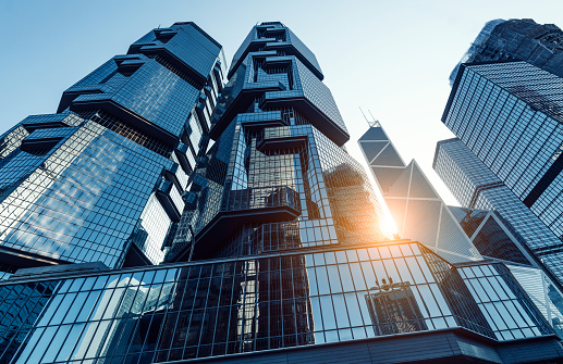 Close up of a modern glass building