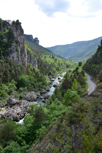 view over Tarn River Gorge in the Cevennes of France