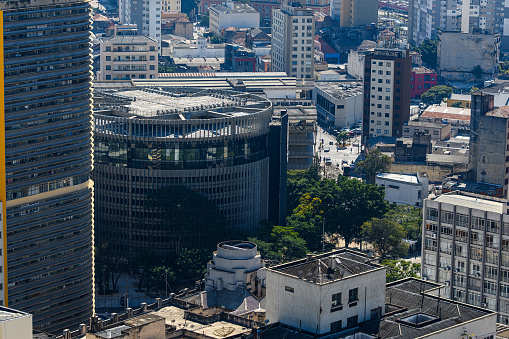 View of buildings of Sao Paulo city during the day, Santa Ifigenia region, SP state, Brazil.