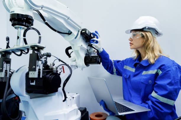 istock female automation machine engineer student study and inspection control robot arm machine in university or factory workshop. ai robot technology new innovation trend of manufacturing in industry 5.0 1708216121