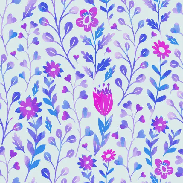 Vector illustration of Floral pattern. Background with flowers. Colored image. Watercolor. Wallpaper.