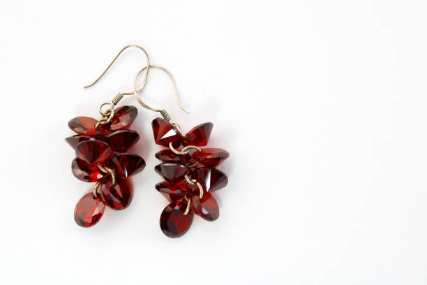 istock Silver earrings with cluster of red crystals 1708252960