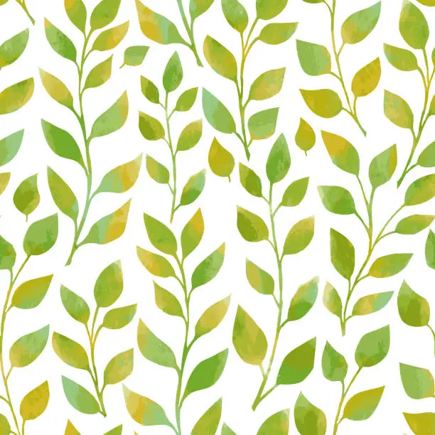 Vector illustration of Floral pattern. Background with green leaves. Wallpaper.