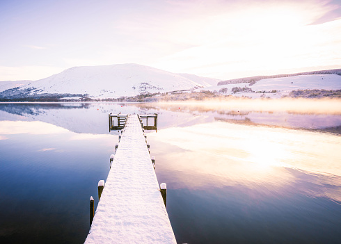 A beautiful tranquil winter's morning at Loch Earn in Scotland.