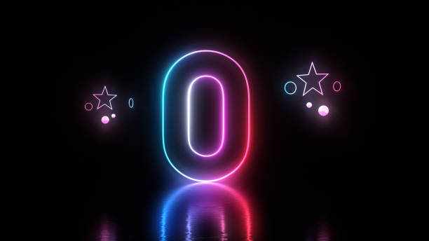 An image of a number zero neon isolated on a white background