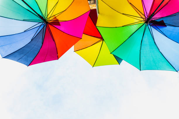 istock Colorful umbrellas to use as a background in bright and cheerful ideas. 1708271692
