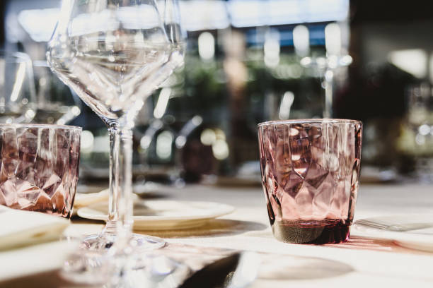 istock Original empty cutlery with elegant water glasses. 1708308926