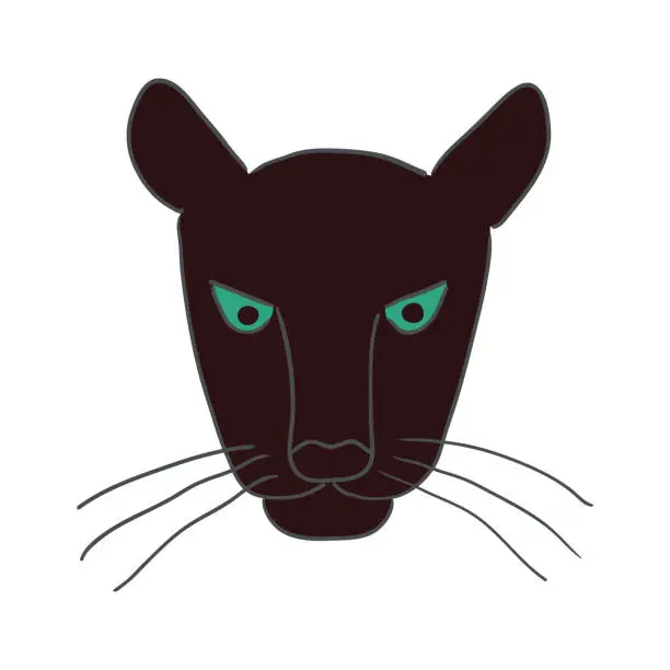 Vector illustration of Cute panther face hand drawn illustration, sketch.