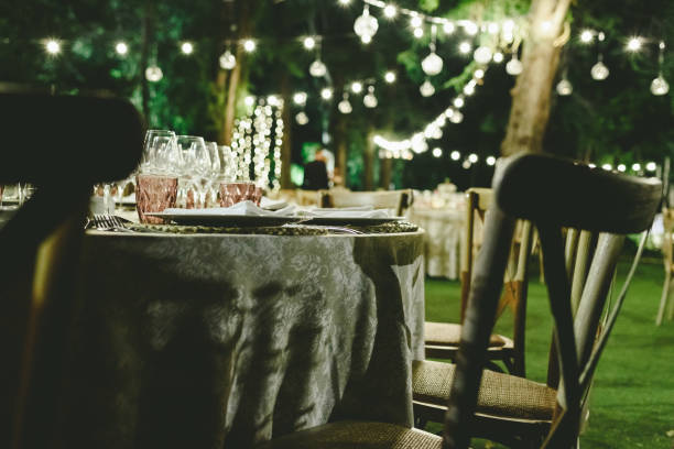 istock Floral arrangements for empty chairs for a wedding ceremony in spring 1708311171