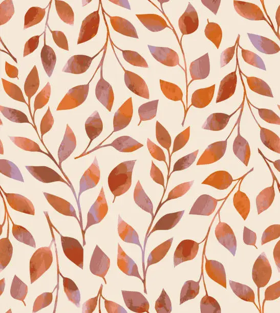 Vector illustration of Floral pattern. Background with leaves. Group of branches. Wallpaper.