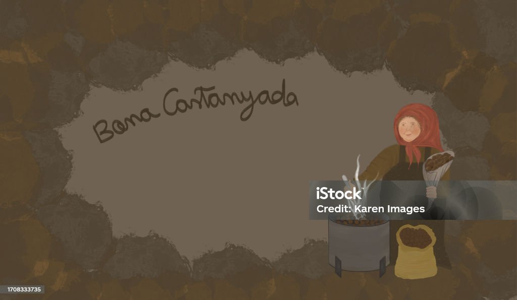 Bona Castanyada Traditionen Kataloniens. - Lizenzfrei Alt Stock-Illustration Bona Castanyada Traditionen Kataloniens. - Lizenzfrei Alt Stock-Illustration