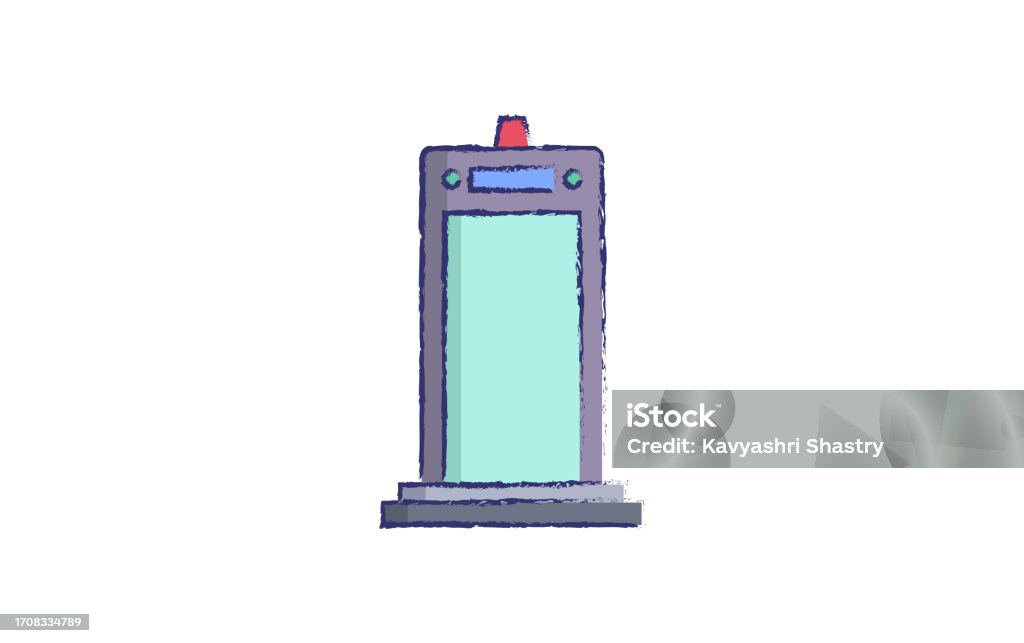 Machine Check Vector Security Check Machine Hand Drawn Vector Illustration Stock ...