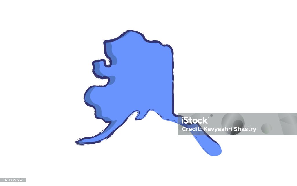 Alaska Simple Drawing Alaska Map Hand Drawn Vector Illustration Stock Illustration - Download ...