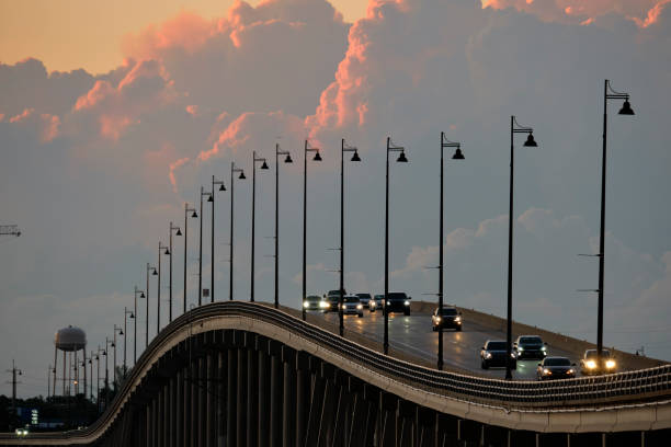istock Barron Collier Bridge and Gilchrist Bridge in Florida with moving traffic. Transportation infrastructure in Charlotte County connecting Punta Gorda and Port Charlotte over Peace River 1708390953
