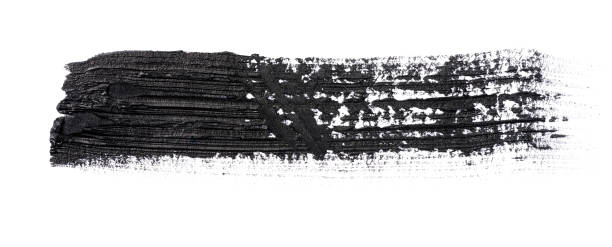 istock Black paint stroke with bristle brush, swatch isolated on white background 1708393138