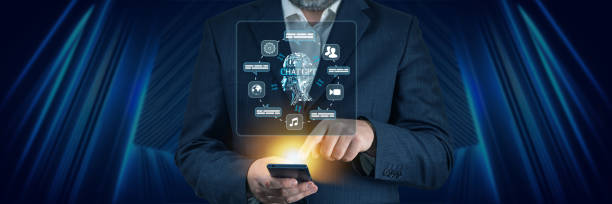 istock Artificial Intelligence in Bot Chat. Businessman using Ai chatbot in his smartphone. 1708406495