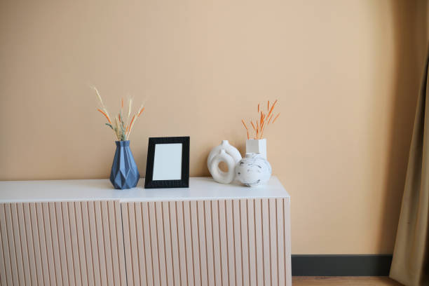 istock Black frame mockup in a living room 1708407596