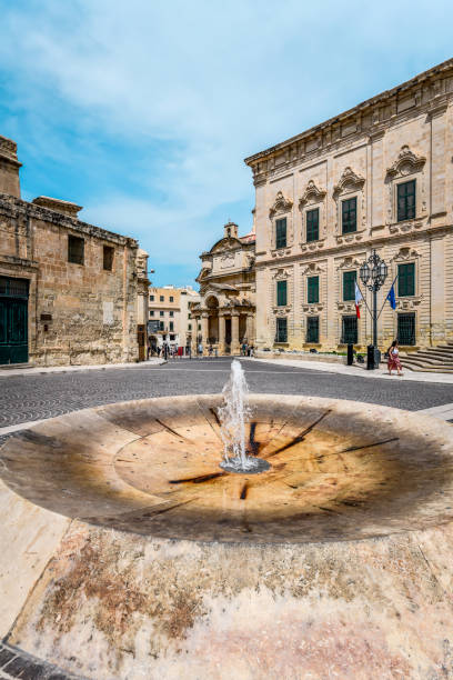 istock Fountain In Front Of Auberge de Castille in Valletta, Malta 1708435227