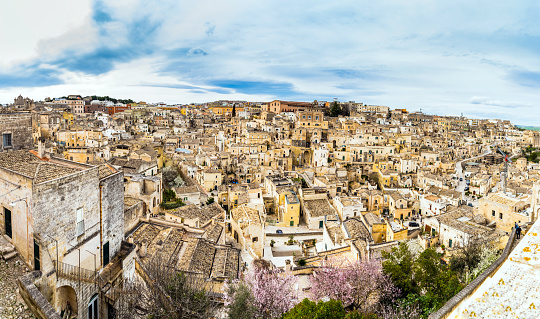 Panoramas of the ancient medieval city of Matera, in Italy.