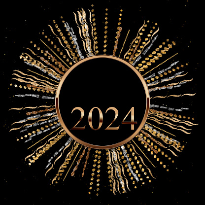 new year concept word 2024 shining lines