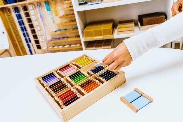 istock Hand of a student handling montessori material inside a classroom. 1708483529