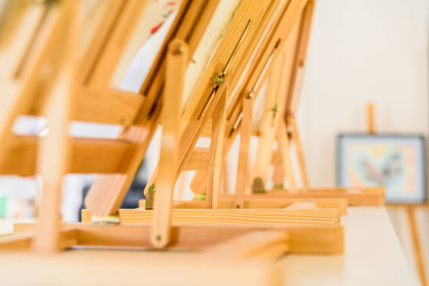 istock Wooden painter easels in an art class. 1708491692