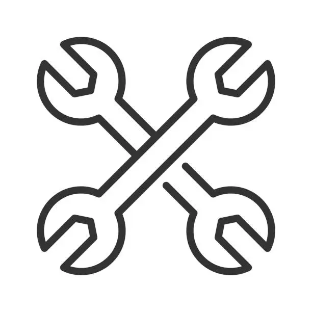 Vector illustration of Wrench Icon - Engineering, Repair, Mechanics Tool Symbol