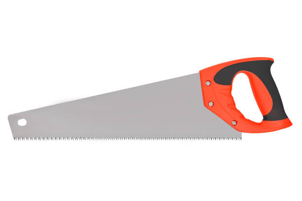 istock Wood saw with orange plastic handle isolated on white background 1708499000