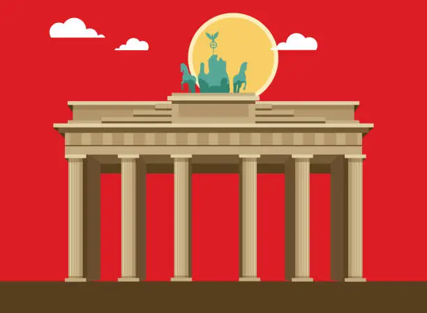Vector illustration of The Brandenburg Gate - Pariser Platz , Berlin, Germany - Stock Illustration