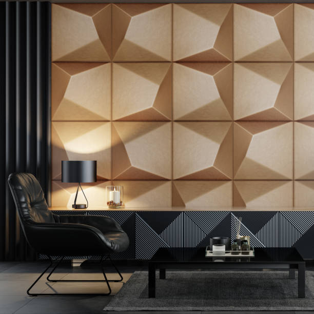 istock Modern minimalist apartment interior living room with wall design 1708574313