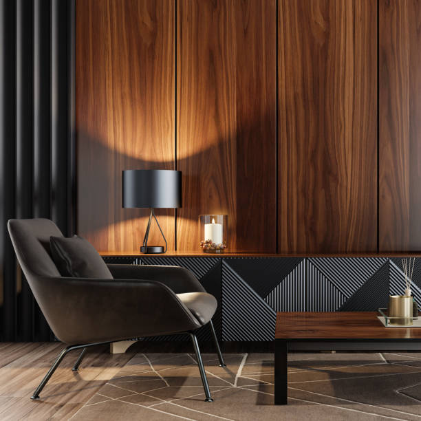 istock Modern minimalist apartment interior living room with wall design 1708574845