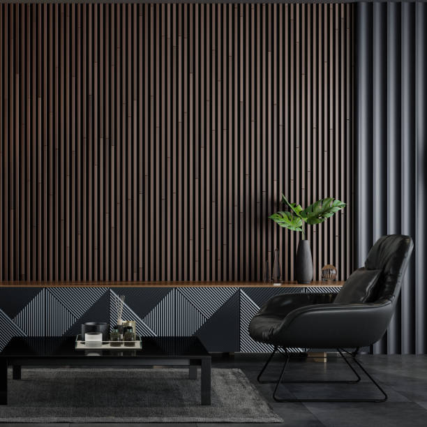 istock Modern minimalist apartment interior living room with wall design 1708574865