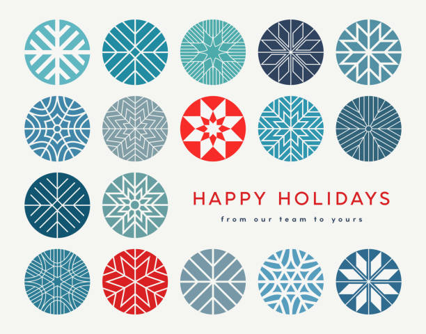 Modern Christmas, Holiday  background with stylized snowflakes. Simple and elegant Christmas card design. Contemporary geometric Christmas card.