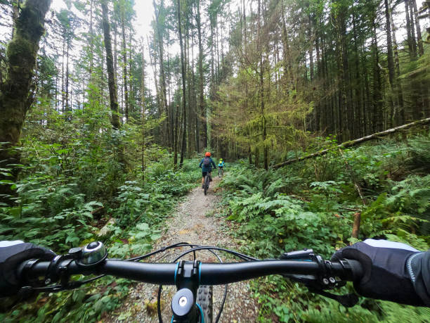istock POV, Multiracial, Multi-Generation Group of Mountain Bikers Riding in Forest 1708645586