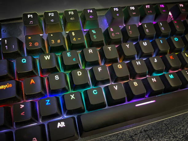 istock close up of a gaming computer keyboard, with backlit black keys, selective focus 1708682733