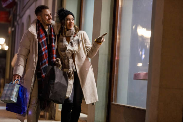 istock Heterosexual couple window shopping during Christmas holidays 1708795220