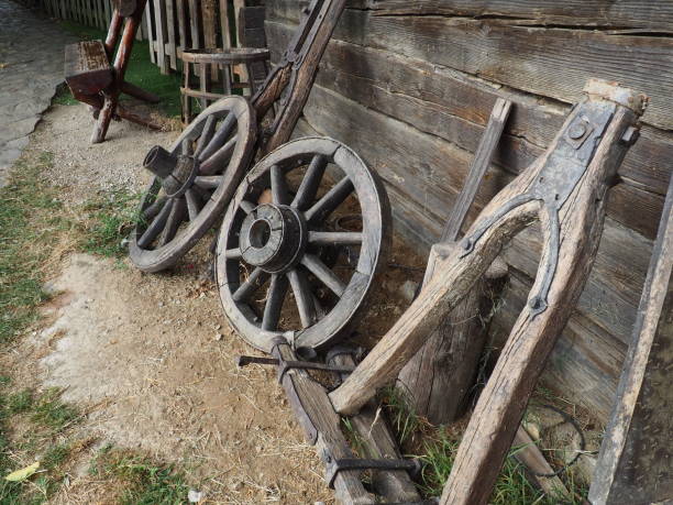 istock A wheel is a mover, a disk that rotates freely or is fixed on a rotating axle, allowing the body placed on it to roll rather than slide. Wooden wheel from a chariot or wagon, ethno village Stanisici 1708796248