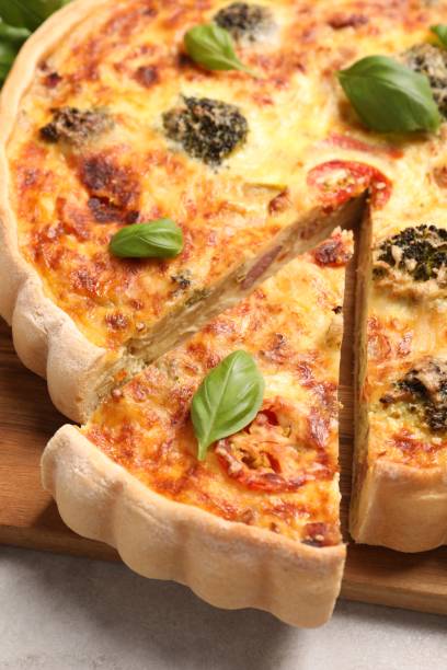 istock Delicious homemade vegetable quiche on table, closeup 1708831173